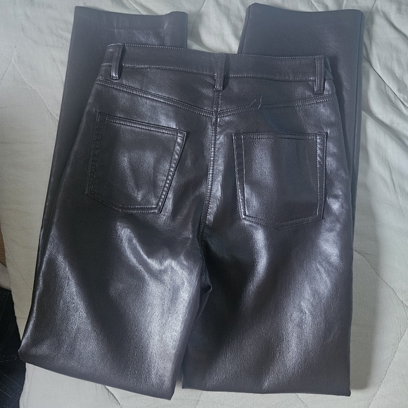 WILFRED The Melina Pant High Waist Vegan Leather Dark Brown Size 4 Aritzia - Picture 7 of 10